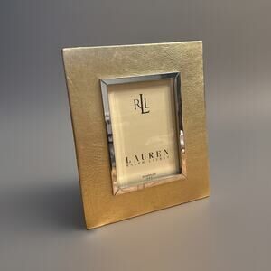 Vintage Ralph Lauren Mayfield Gold Leather Picture Frame 5x7 Silverplate